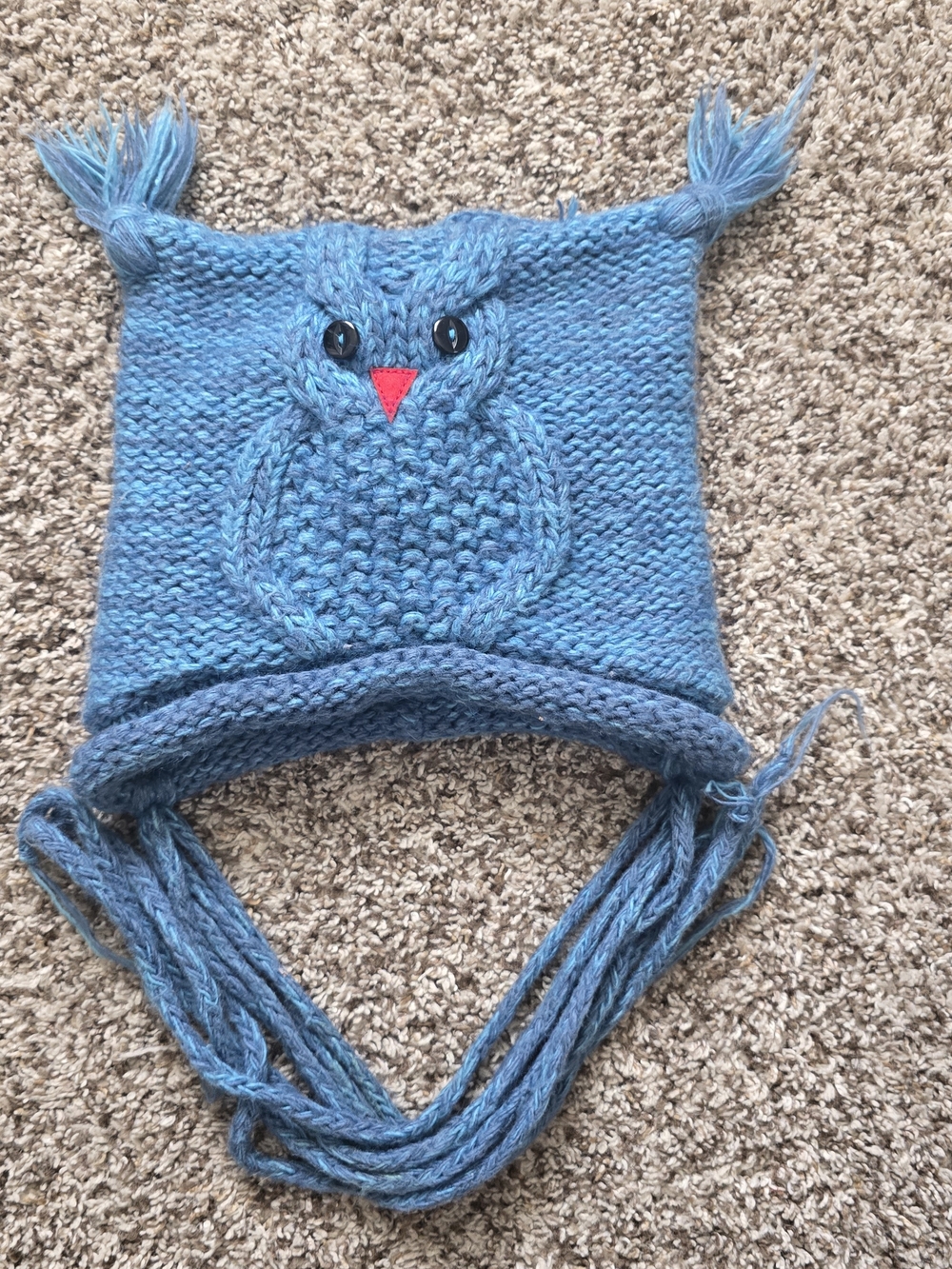 Kids Blue Owl Knit Earflap Hat - Brand